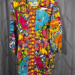 Colorful Graphic Button-Up Shirt